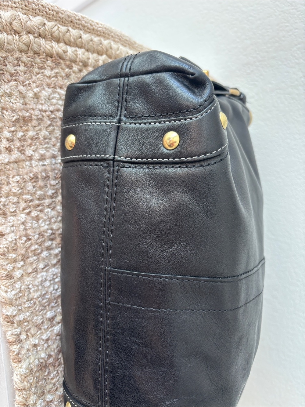 Coach Carly Black Leather Shoulder Bag with Gold Hardware - Picture 9 of 16